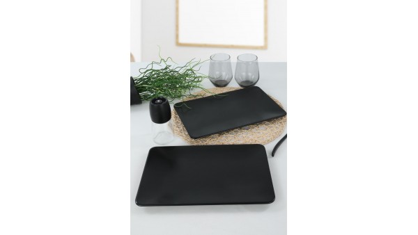 Mat Siyah Siera Kayık Tabak 31 Cm 2 Adet