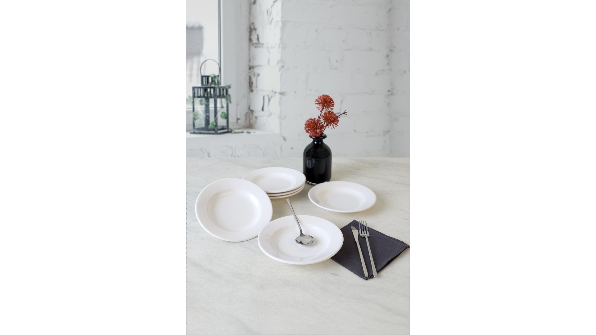 Beyaz Linda Yemek Tabağı 21 Cm 6 Adet 006