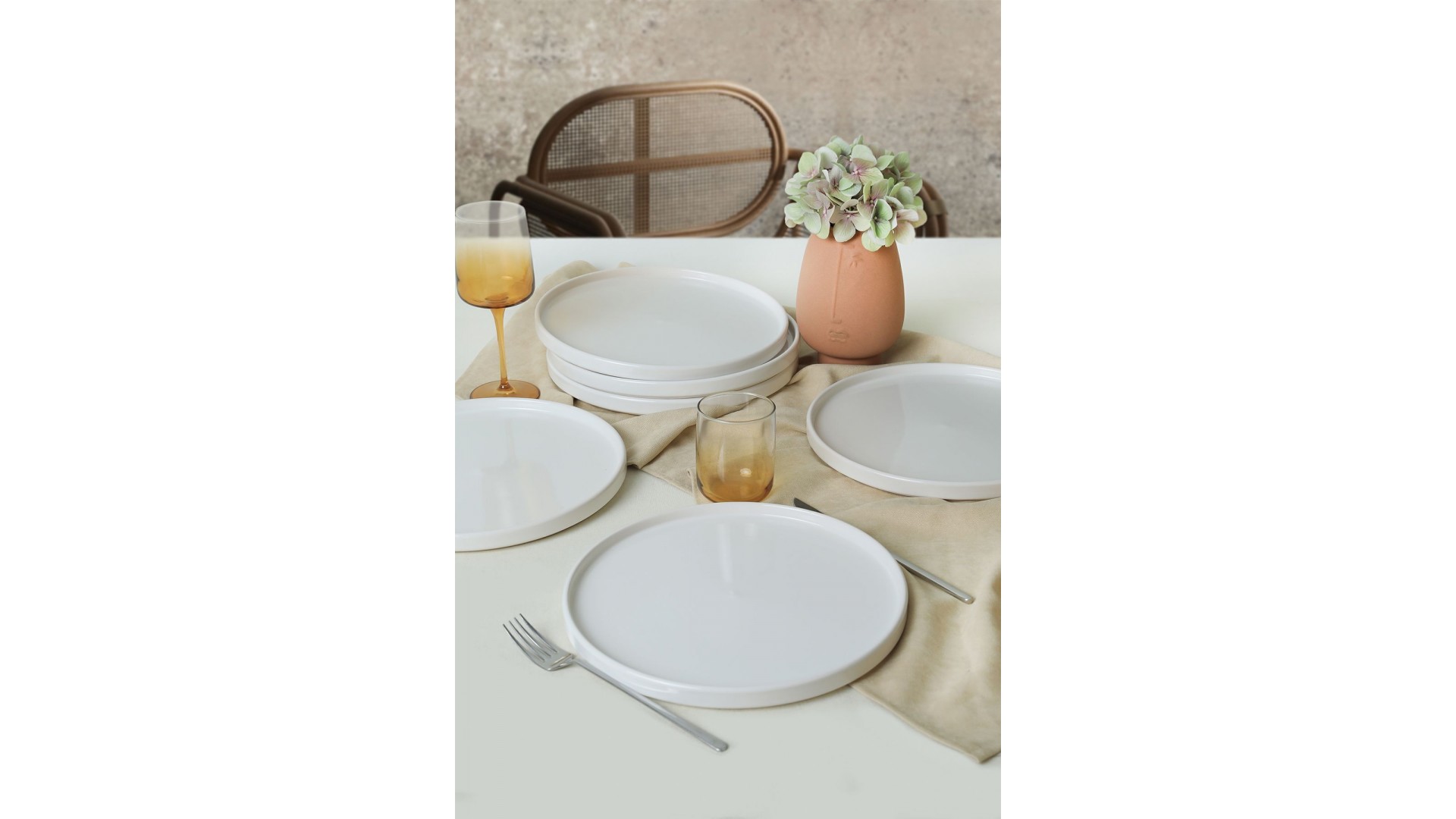 Beyaz Stackable Servis Tabağı 27 Cm 6 Adet 006