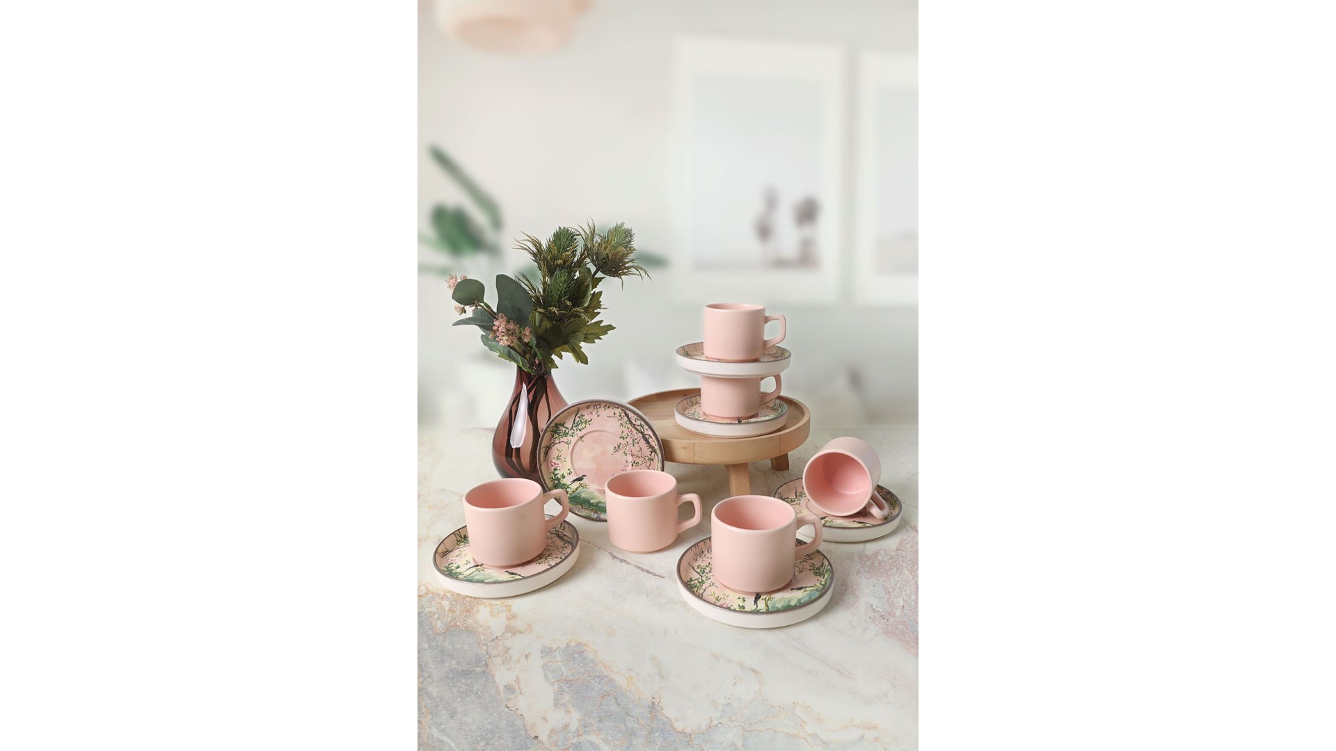 Pink Woods Stackable Çay Takımı 12 Parça 6 Kişilik 22641
