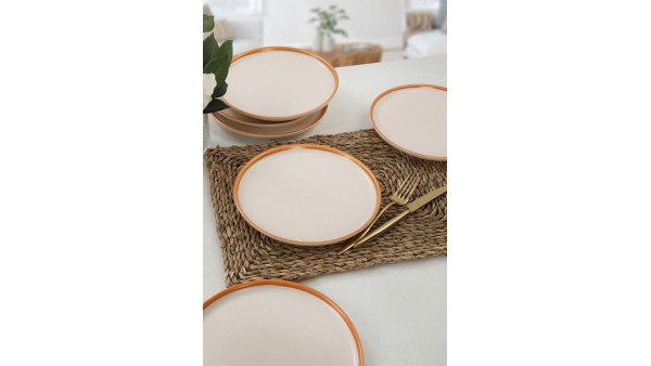 Nordic Gold Mat Krem Pasta Tabağı 22 Cm 6 Adet - 950
