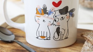 Keraart Cat Love Silindir Kupa 10 Cm