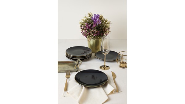 Siyah Gold Ege Pasta Tabağı 20 Cm 6 Adet