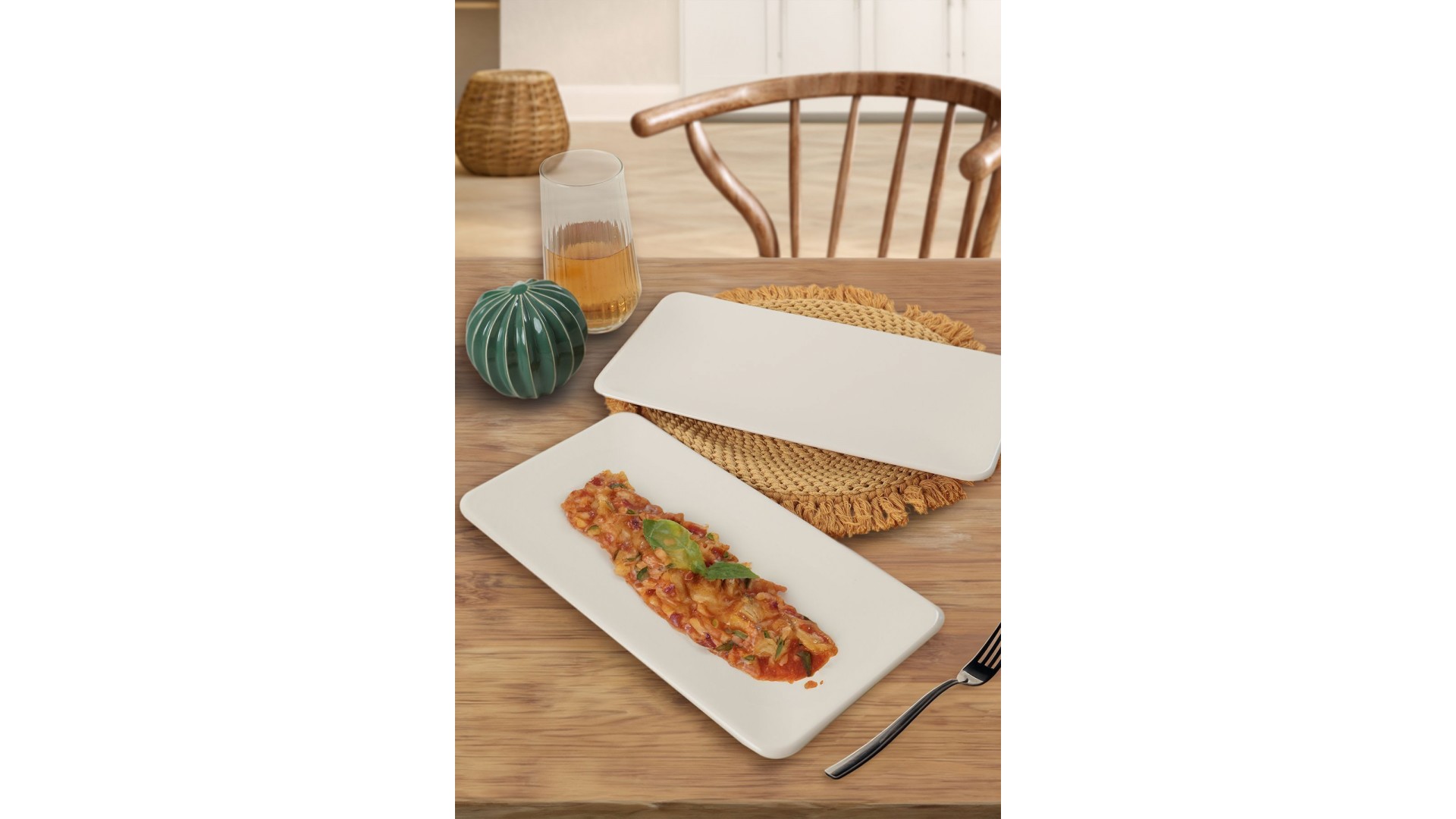 Mat Krem Siera Kayık Tabak 33 Cm 2 Adet 950