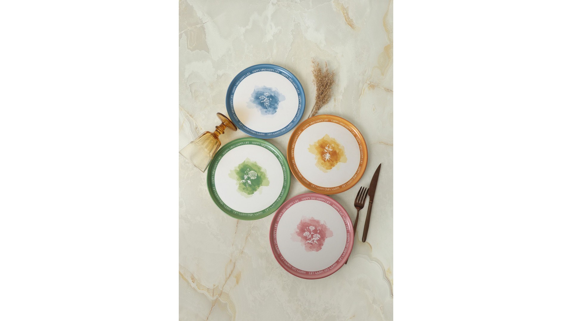 Flowers Mottolu Nordic Pasta Tabağı 22 Cm 4 Adet 22804-05