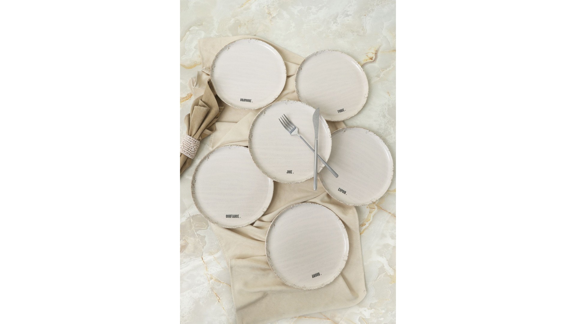 Deep Collection Mottolu Pasta Tabağı 22 cm 6 Adet 22650-55