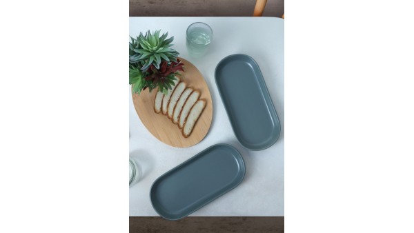 Mat Yeşil Noyan Kayık Tabak 26 Cm 2 Adet 322