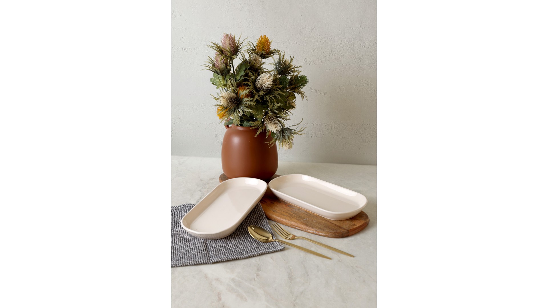 Krem Noyan Kayık Tabak 28 Cm 2 Adet 030