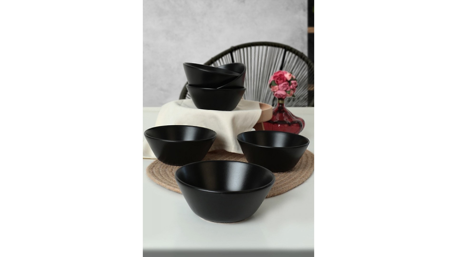 Mat Siyah Hitit Çorba Kasesi 14 Cm 6 Adet