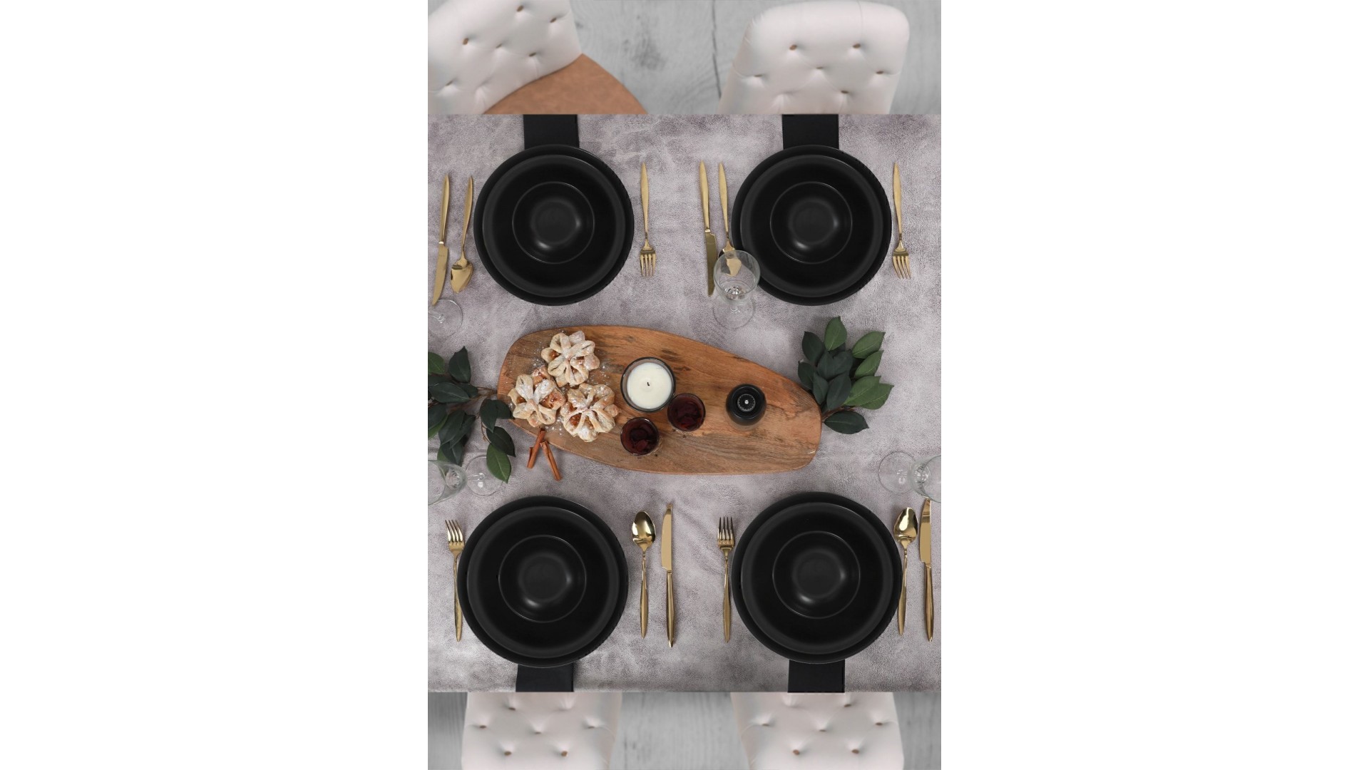 Ege Mat Siyah Yemek Takımı 12 Parça 4 Kişilik