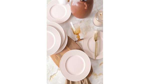 Krem Myra Pasta Tabağı 22 Cm 6 Adet 030