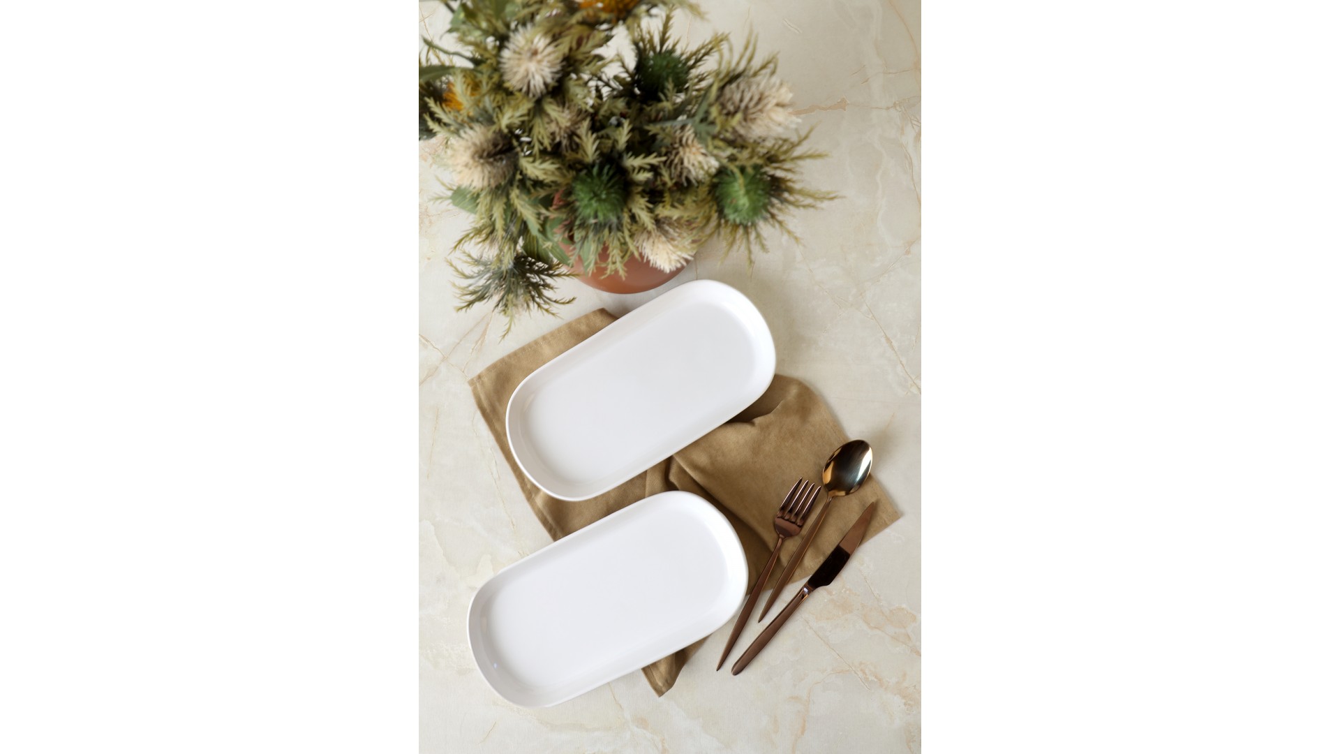 Beyaz Noyan Kayık Tabak 28 Cm 2 Adet 006