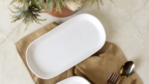 Beyaz Noyan Kayık Tabak 28 Cm 2 Adet 006