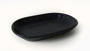 Mat Siyah Badem Kayık Tabak 25 Cm 2 Adet 956