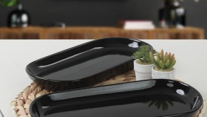 Siyah Noyan Kayık Tabak 2 Adet 28 Cm