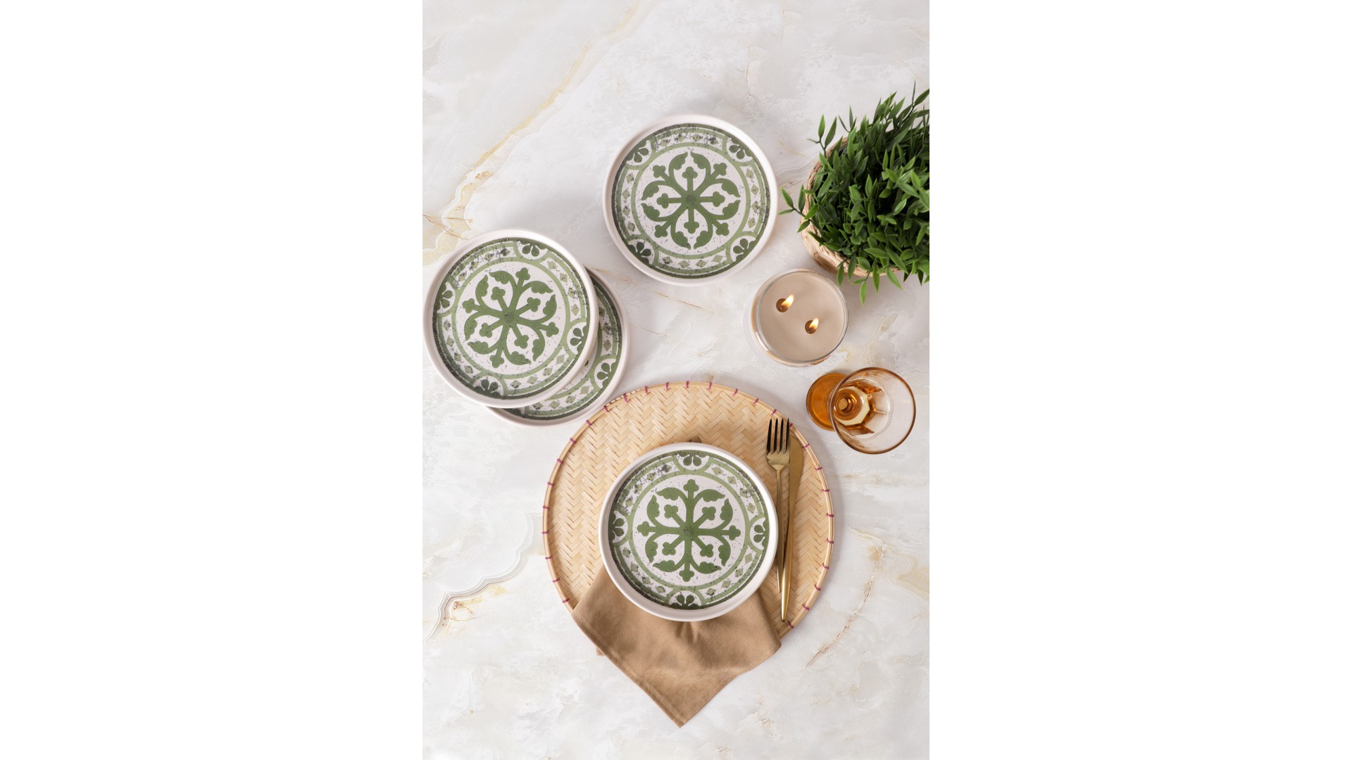 Timeless Green Stackable Pasta Tabağı 21 Cm 4 Adet 21974