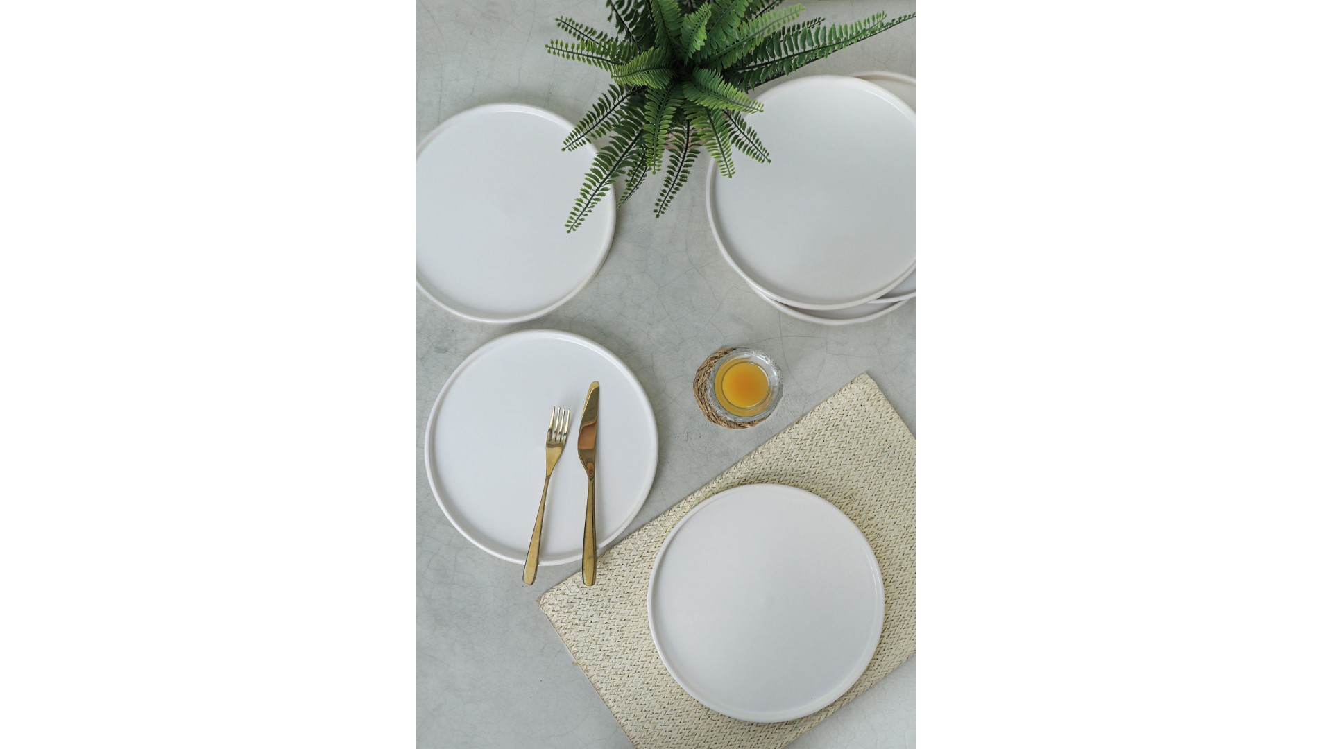 Mat Beyaz Stackable Servis Tabağı 27 Cm 6 Adet 022