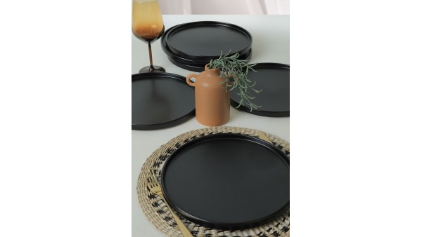 Mat Siyah Stackable Servis Tabağı 27 Cm 6 Adet 956