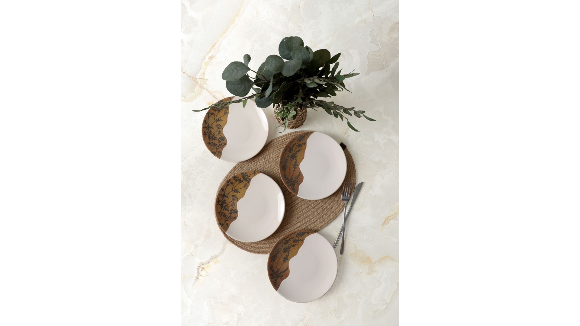 Terra Leaf Ege Pasta Tabağı 20 Cm 4 Adet 22878-79