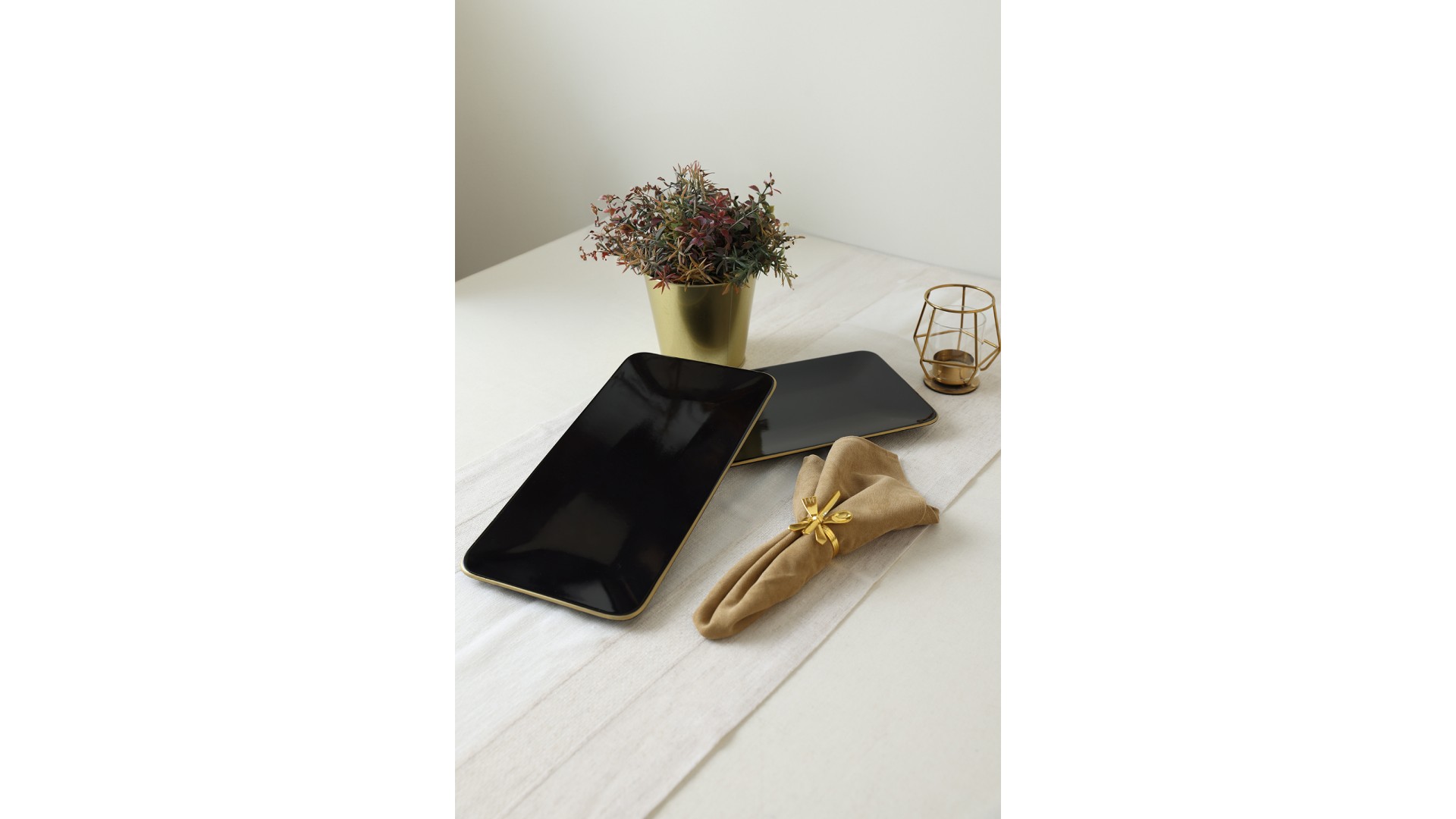 Siyah Gold Siera Kayık Tabak 33*17 Cm 2 Adet
