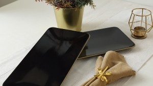 Siyah Gold Siera Kayık Tabak 33*17 Cm 2 Adet