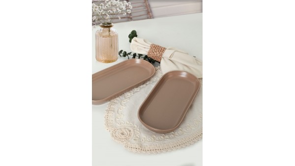 Mat Toprak Noyan Kayık Tabak 2 Adet 26 Cm 977