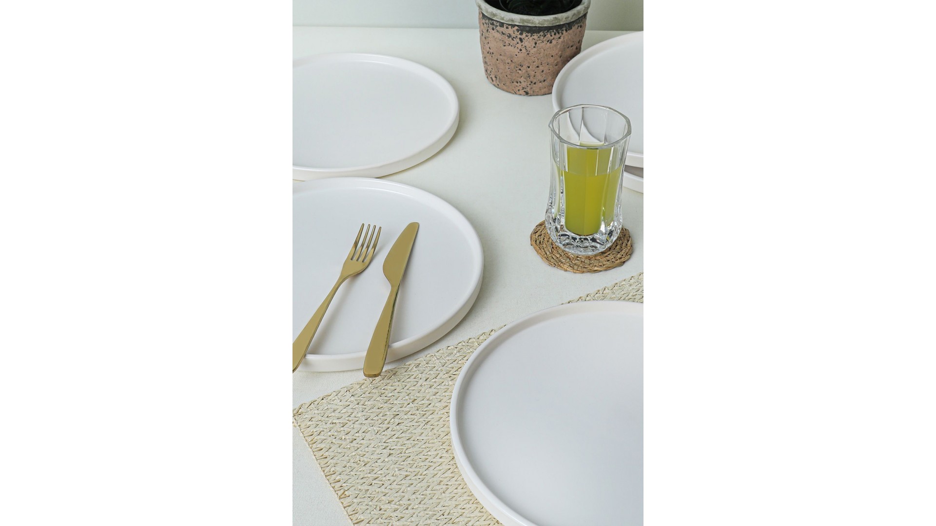 Mat Beyaz Stackable Servis Tabağı 27 Cm 6 Adet 022
