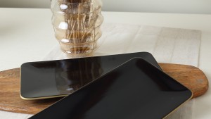 Siyah Gold Siera Kayık Tabak 33*17 Cm 2 Adet