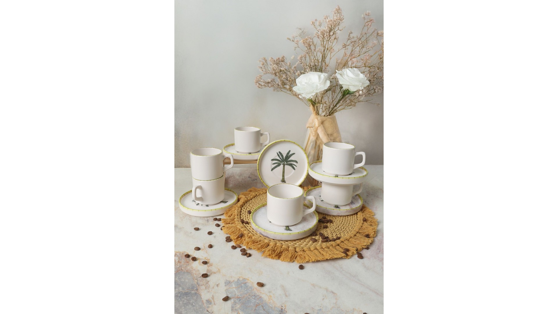Palmiye Stackable Çay Takımı 12 Parça 6 Kişilik 22642