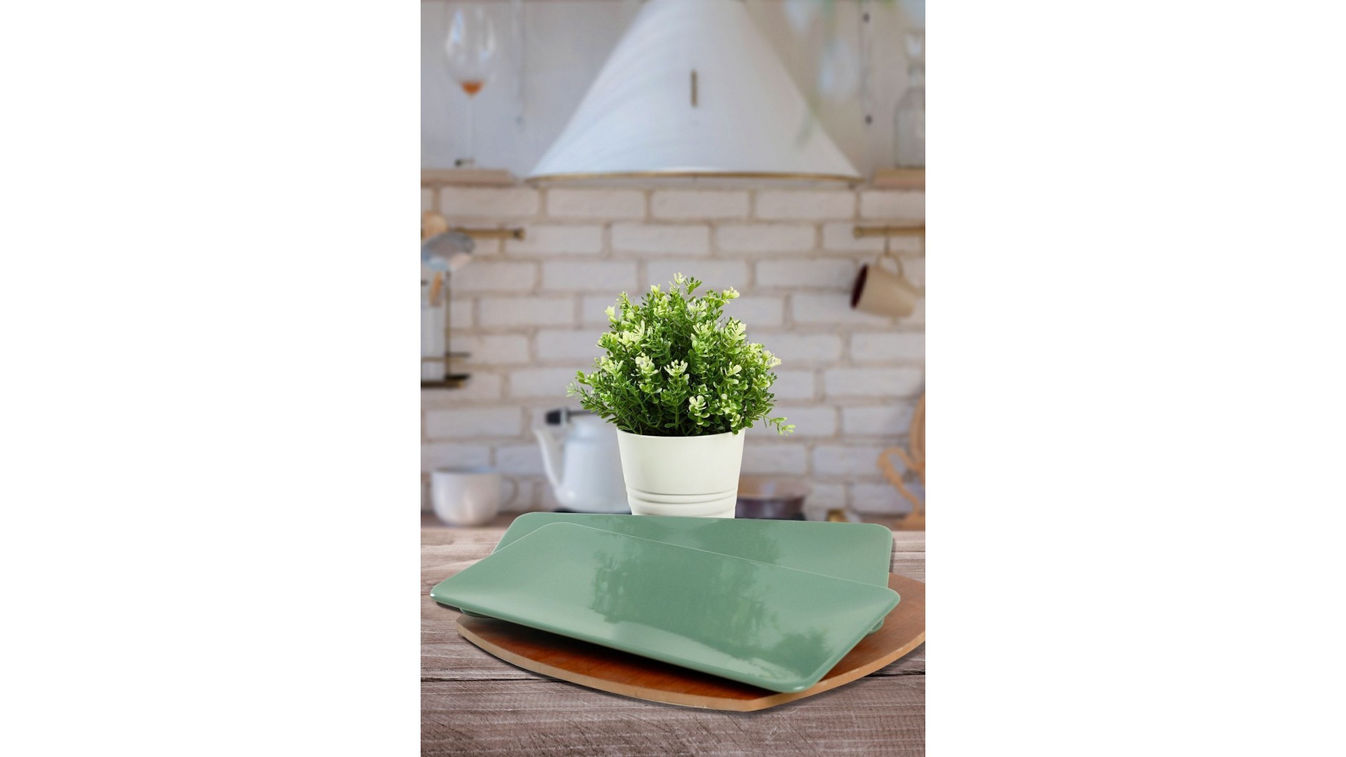 Yeşil Siera Kayık Tabak 33 Cm 2 Adet