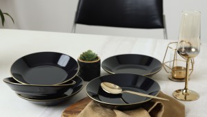 Siyah Gold Bahar Yemek Tabağı 19 Cm 6 Adet