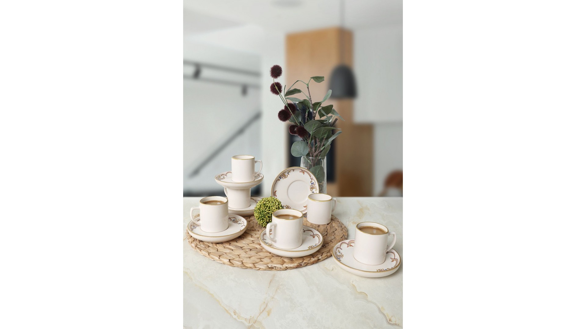Bronze Bloom Nordic Kahve Takımı 12 Parça 6 Kişilik 22928-29