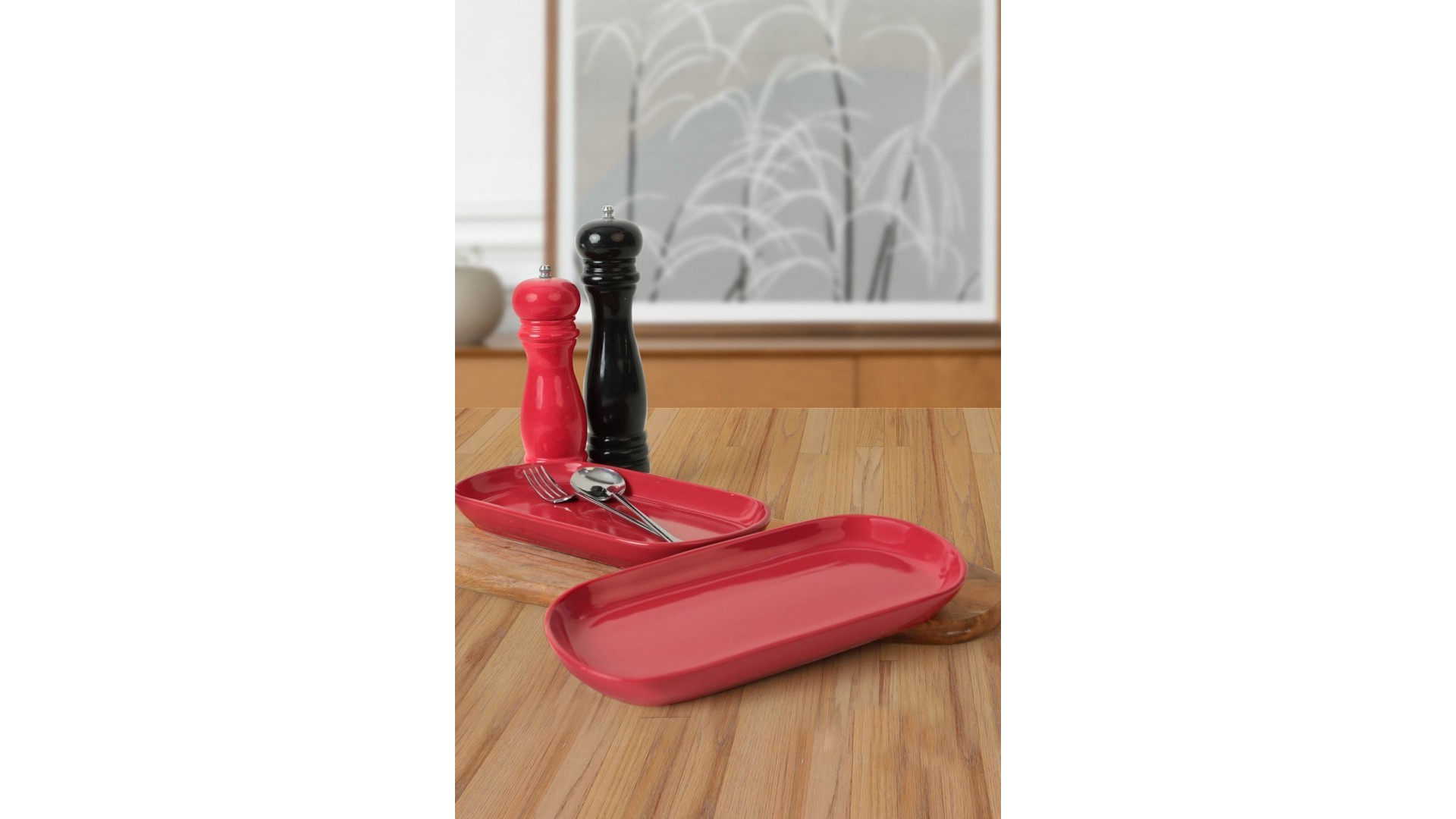 Kırmızı Noyan Kayık Tabak 2 Adet 28 Cm 506
