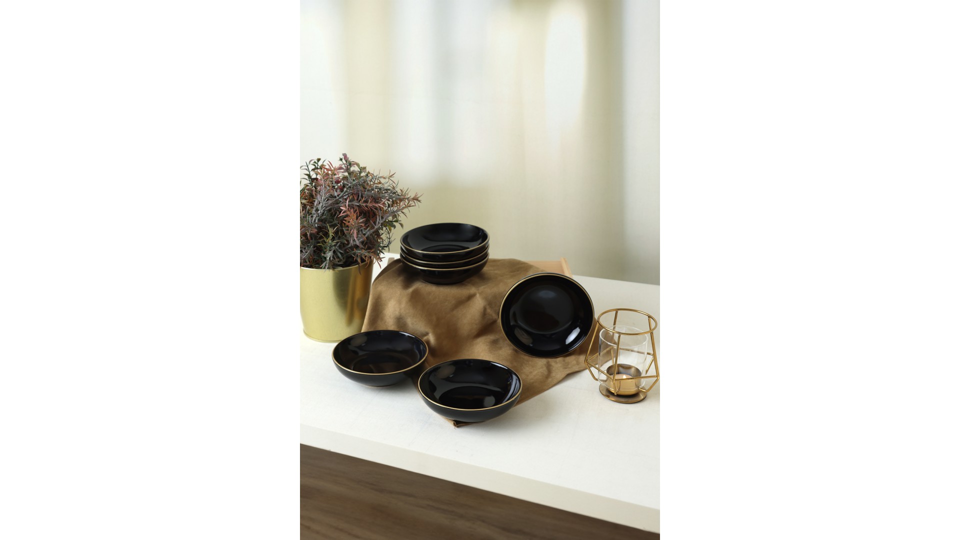 Siyah Gold Halka Çerezlik / Sosluk 13 Cm 6 Adet