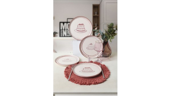 Pink Cake Nordic Pasta Tabağı 22 Cm 4 Adet 22965-66