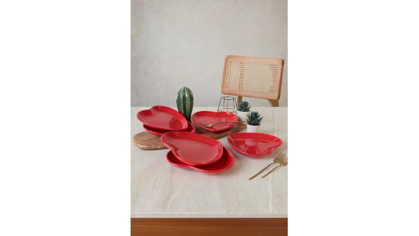 Kırmızı Kalp Pasta Tabağı 20 Cm 6 Adet 506