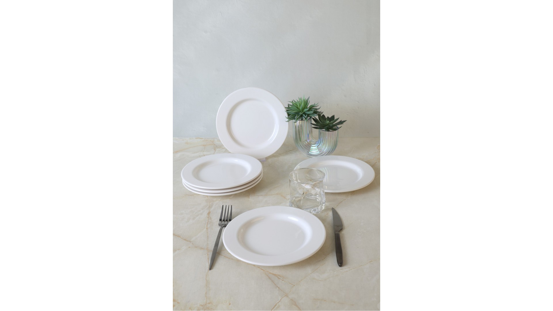 Beyaz Assos Pasta Tabağı 22 Cm 6 Adet 006