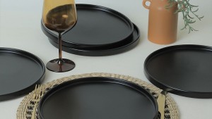 Mat Siyah Stackable Servis Tabağı 27 Cm 6 Adet 956