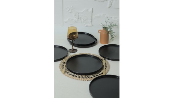 Mat Siyah Stackable Servis Tabağı 27 Cm 6 Adet 956
