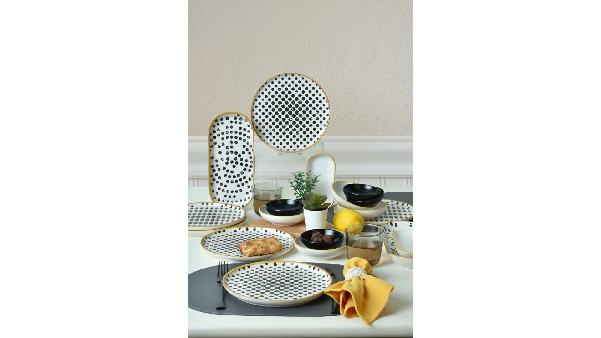 Keraart Polka Kahvaltı Takımı 18 Parça 6 Kişilik 19919-22-41