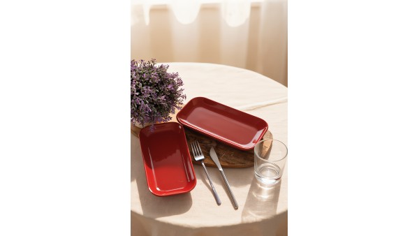 Kırmızı Pergamon Kayık Tabak 26 Cm 2 Adet 506