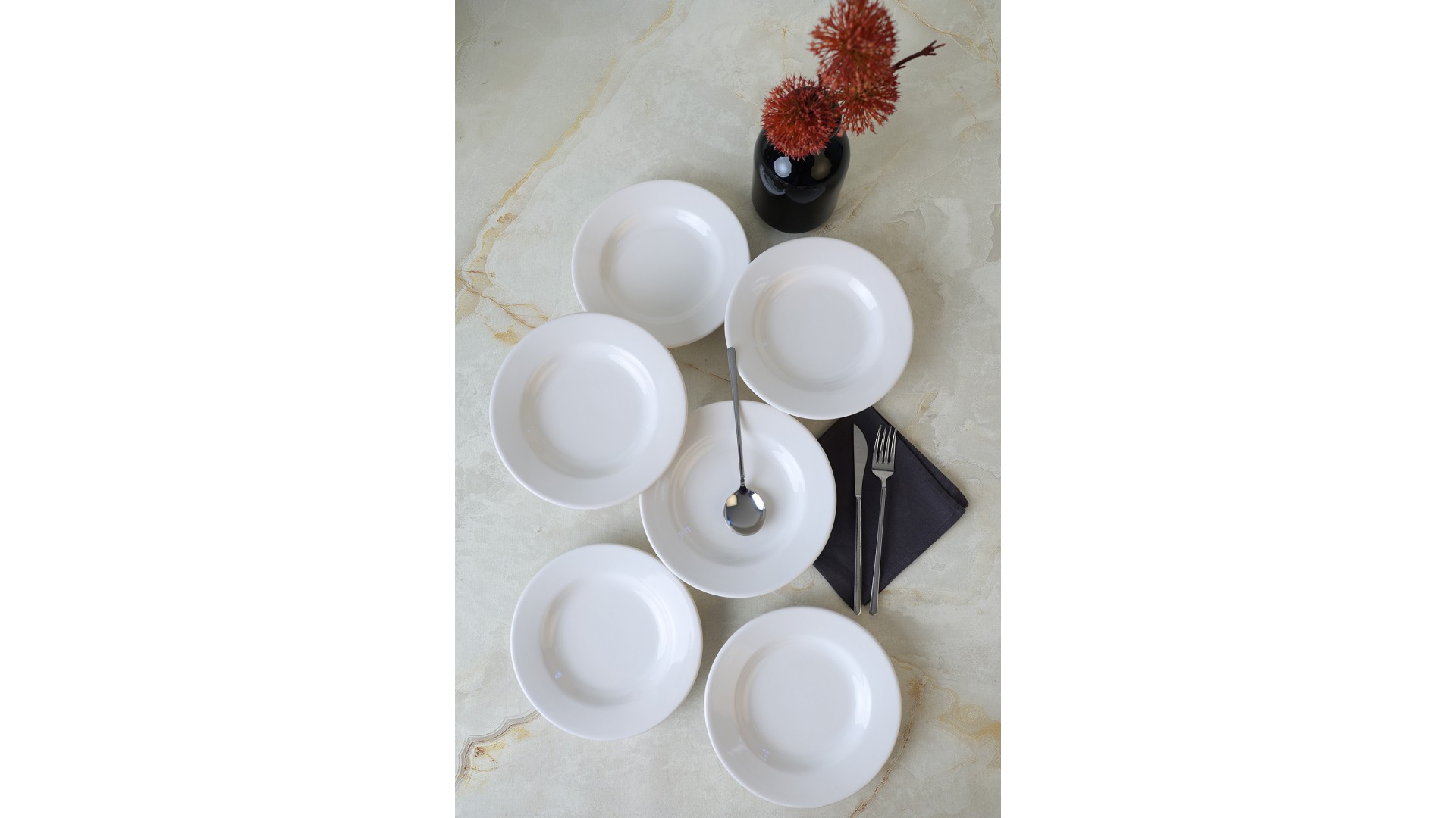Beyaz Linda Yemek Tabağı 21 Cm 6 Adet 006
