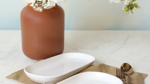 Beyaz Noyan Kayık Tabak 28 Cm 2 Adet 006
