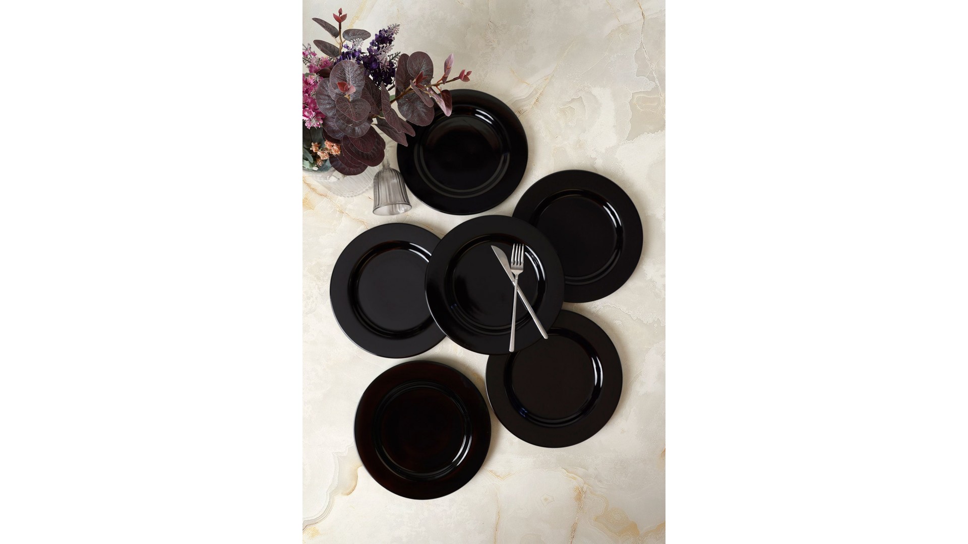Siyah Assos Servis Tabağı 28 Cm 6 Adet 650
