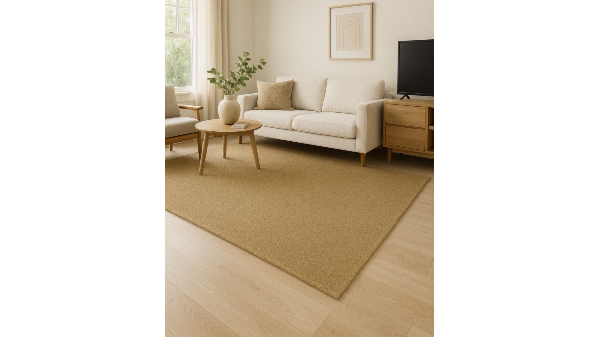 Sisal Kare Dokuma Bej Hasır Halı | Model SSL02