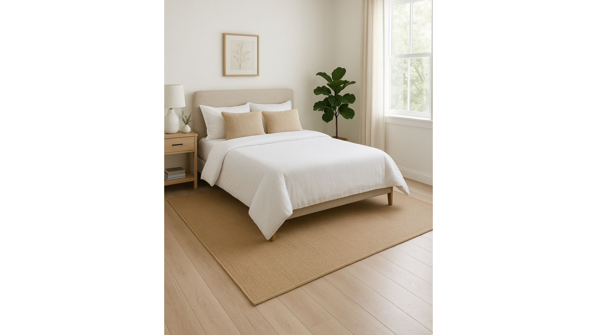 Sisal Kare Dokuma Bej Hasır Halı | Model SSL02