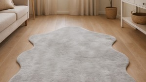 Angora Tavşan Tüyü Bej Peluş Halı | Model ANG02