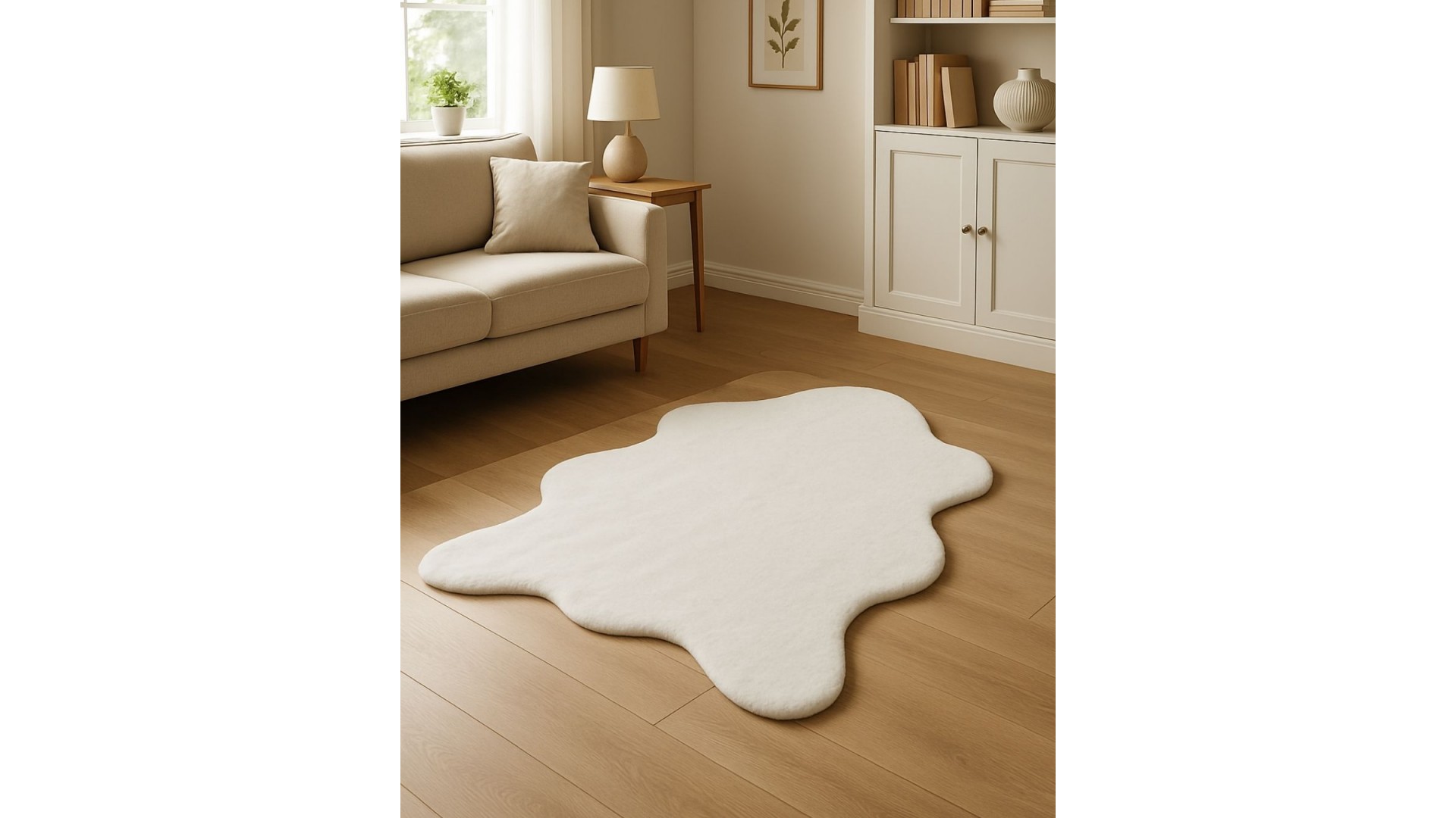 Angora Tavşan Tüyü Beyaz Peluş Halı | Model ANG03