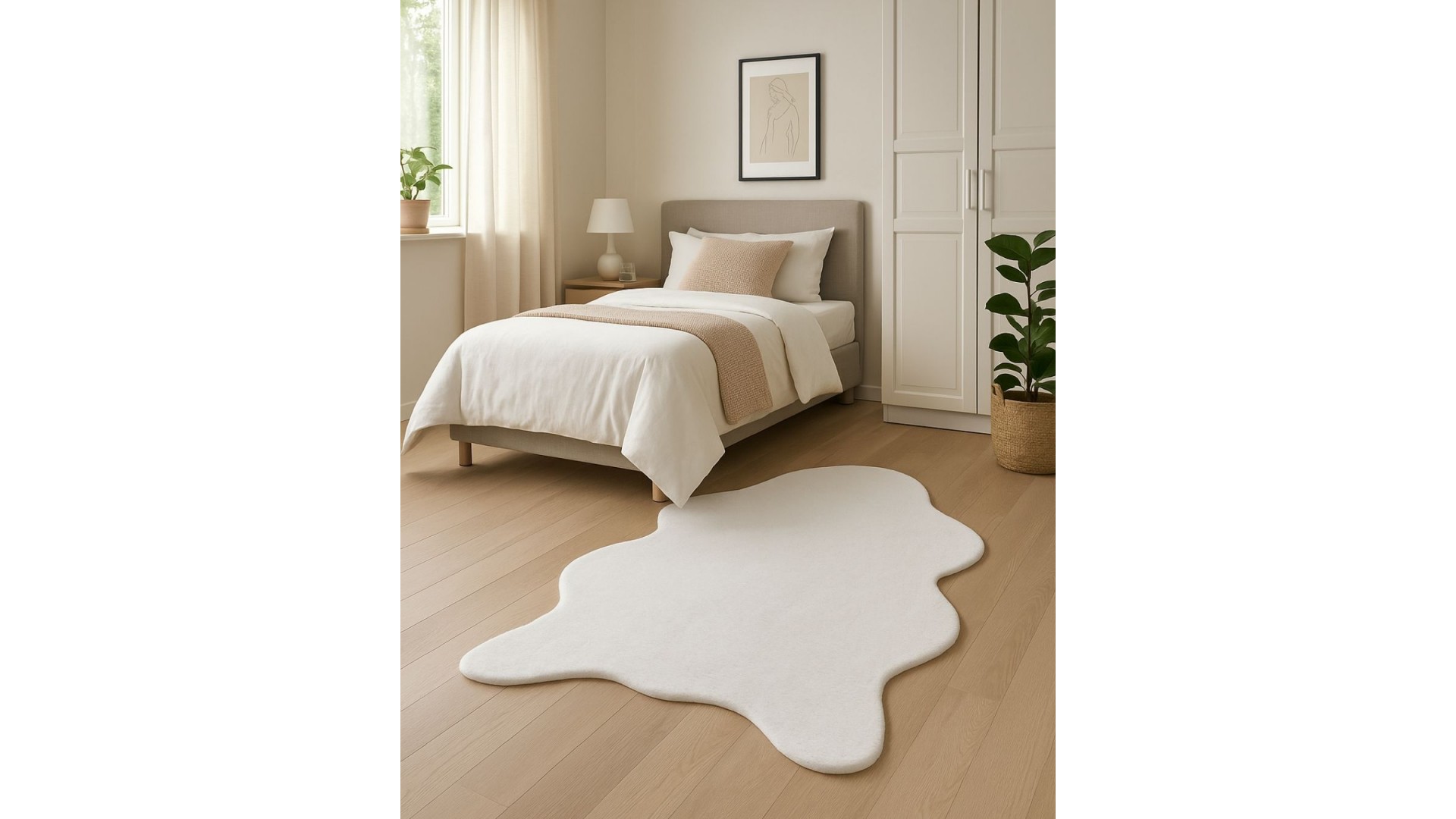 Angora Tavşan Tüyü Beyaz Peluş Halı | Model ANG03