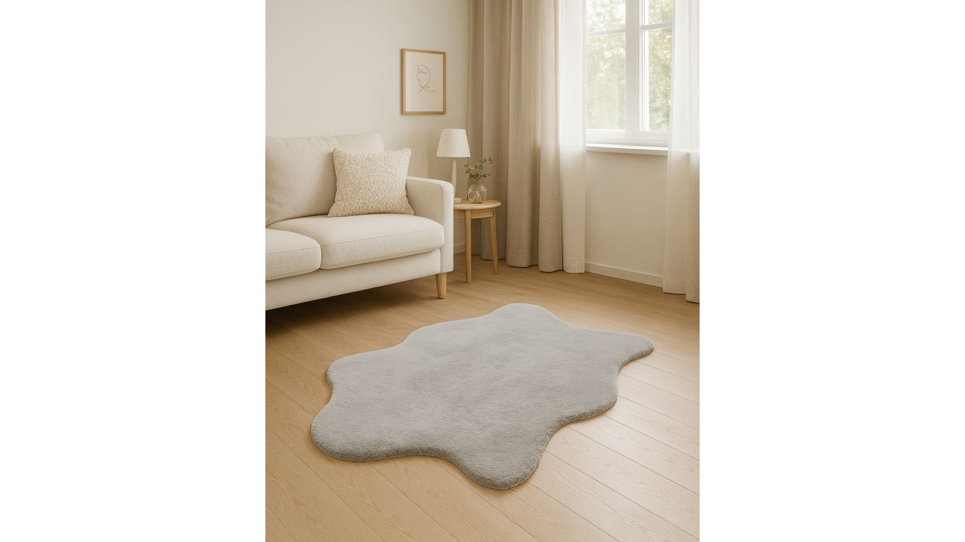 Angora Tavşan Tüyü Gri Peluş Halı | Model ANG04